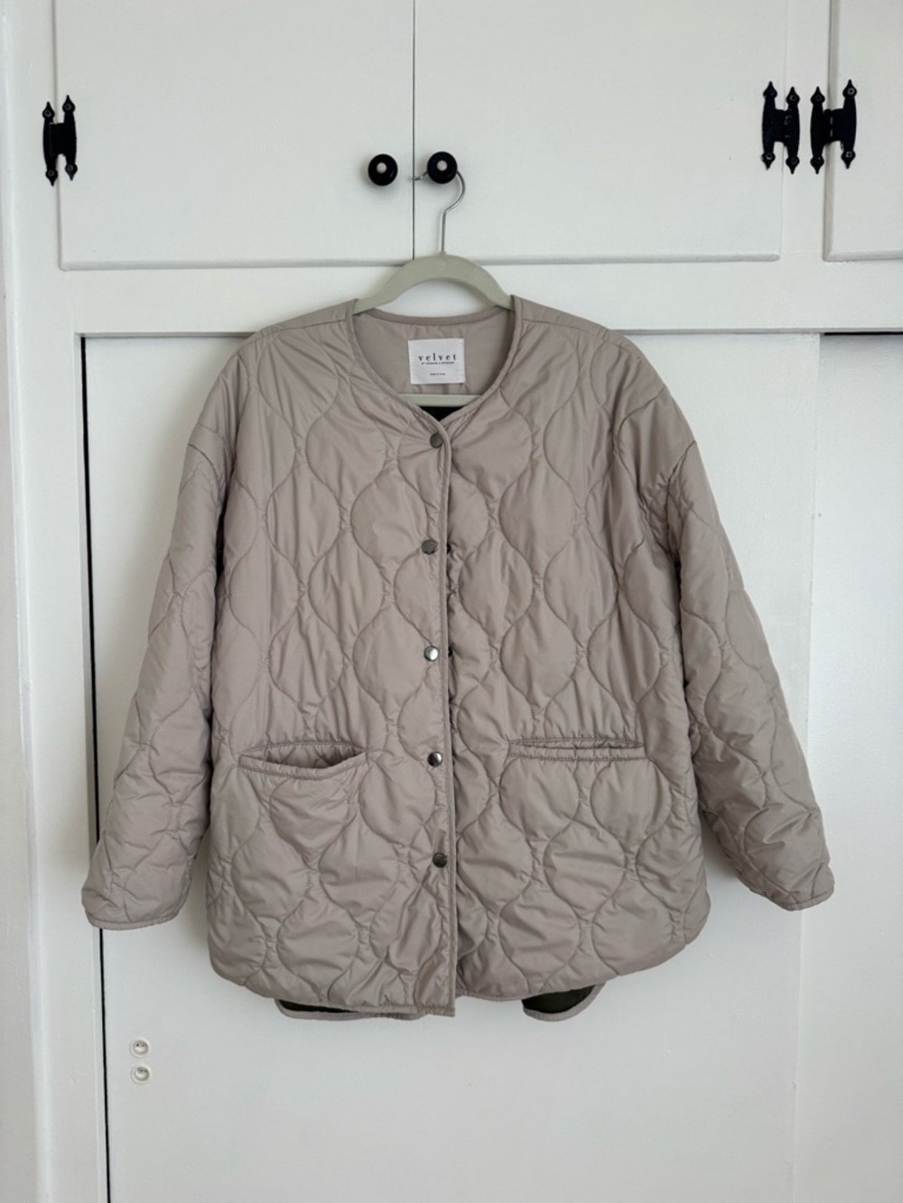 Velvet by Graham & Spencer Quilted Taupe Snap-Front Jacket